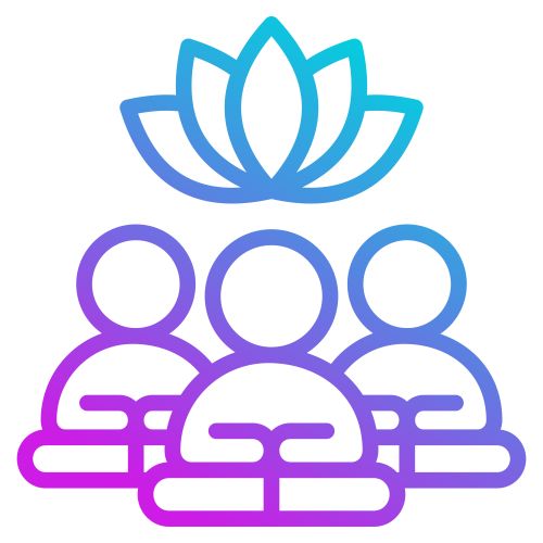 Icon of three people with lotus flower